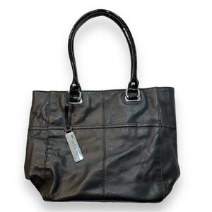 Tignanello Black Leather Tote Shoulder Bag Purse